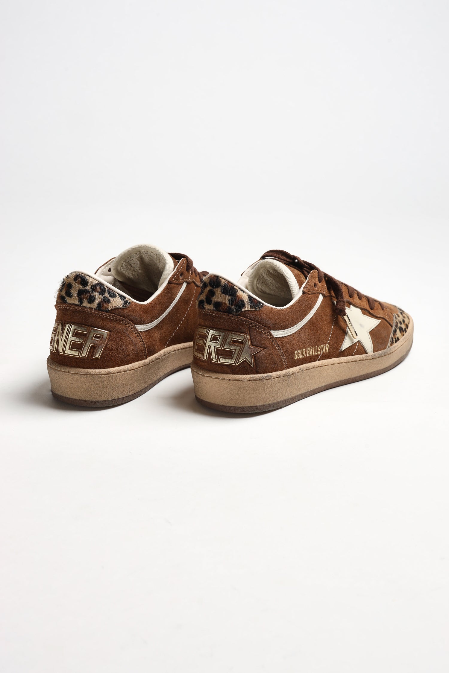 Ballstar Sneakers in Brown Suede/Leopard Print by Golden Goose - Anita Hass