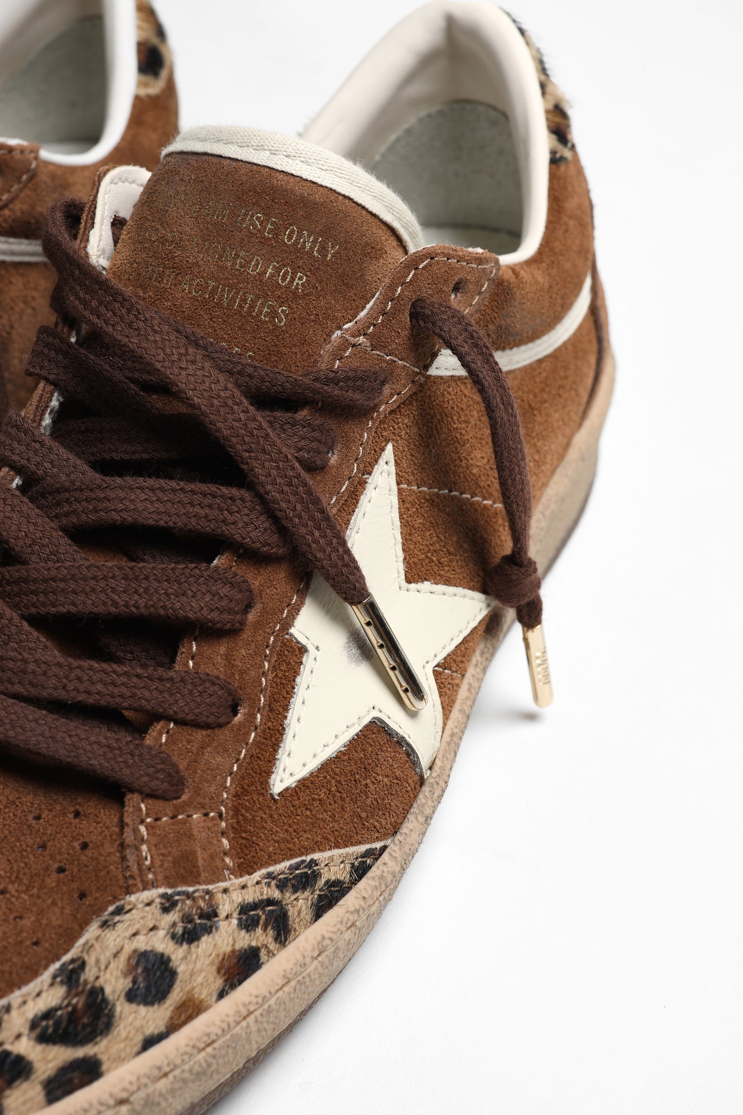 Ballstar Sneakers in Brown Suede/Leopard Print by Golden Goose - Anita Hass