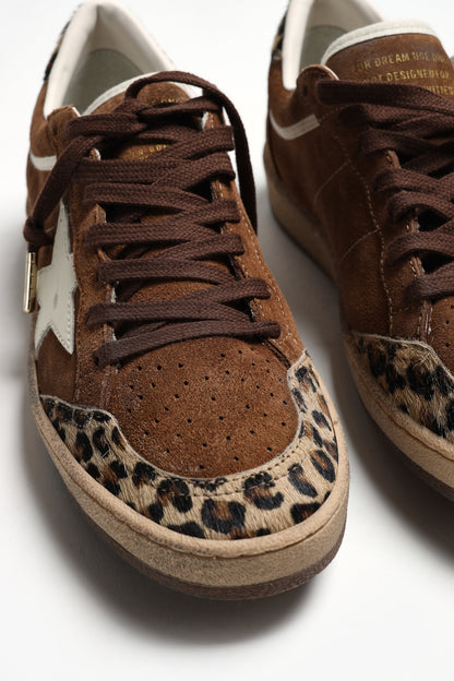 Ballstar Sneakers in Brown Suede/Leopard Print by Golden Goose - Anita Hass