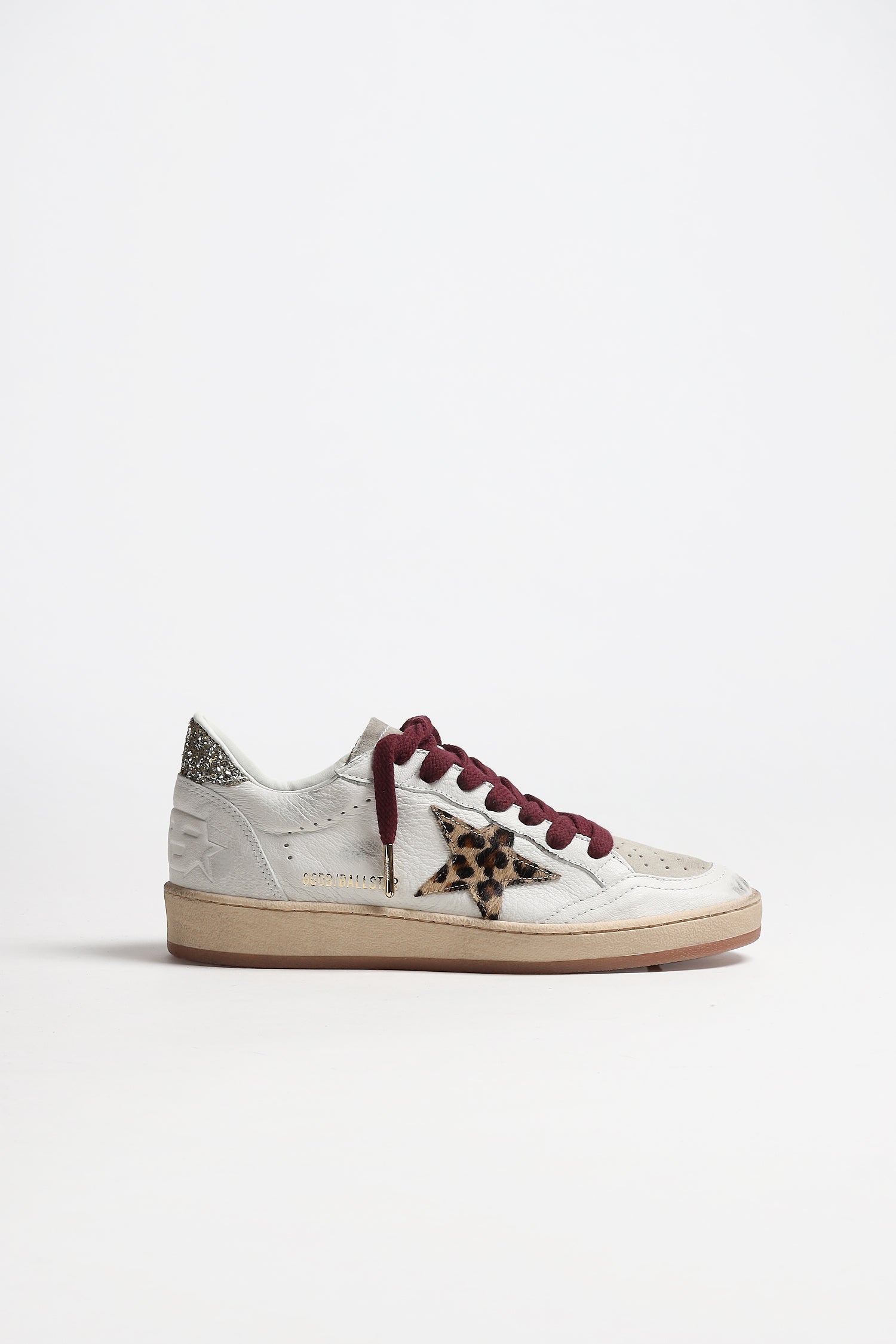 Ballstar Sneakers in White/Glitter/Leopard Print by Golden Goose - Anita Hass