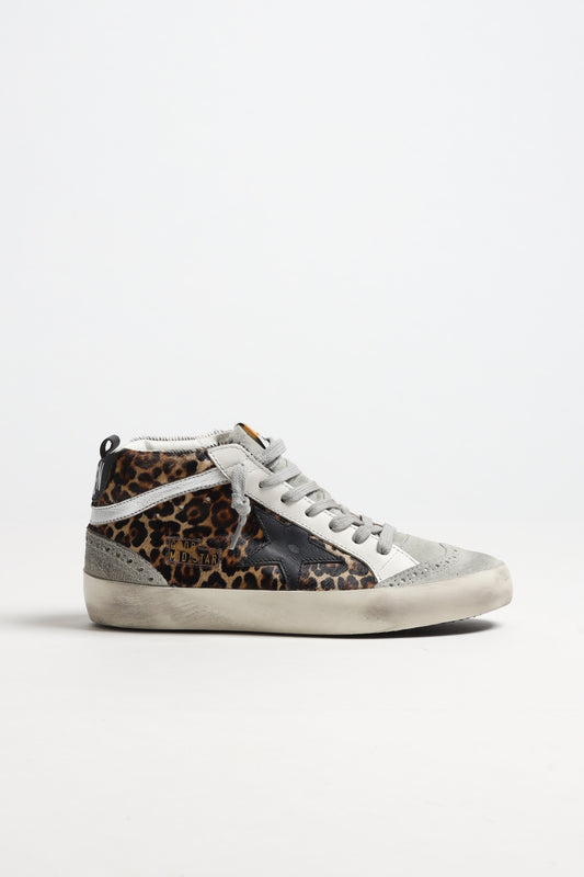Sneaker Mid Star in Leopard/Ice Golden Goose