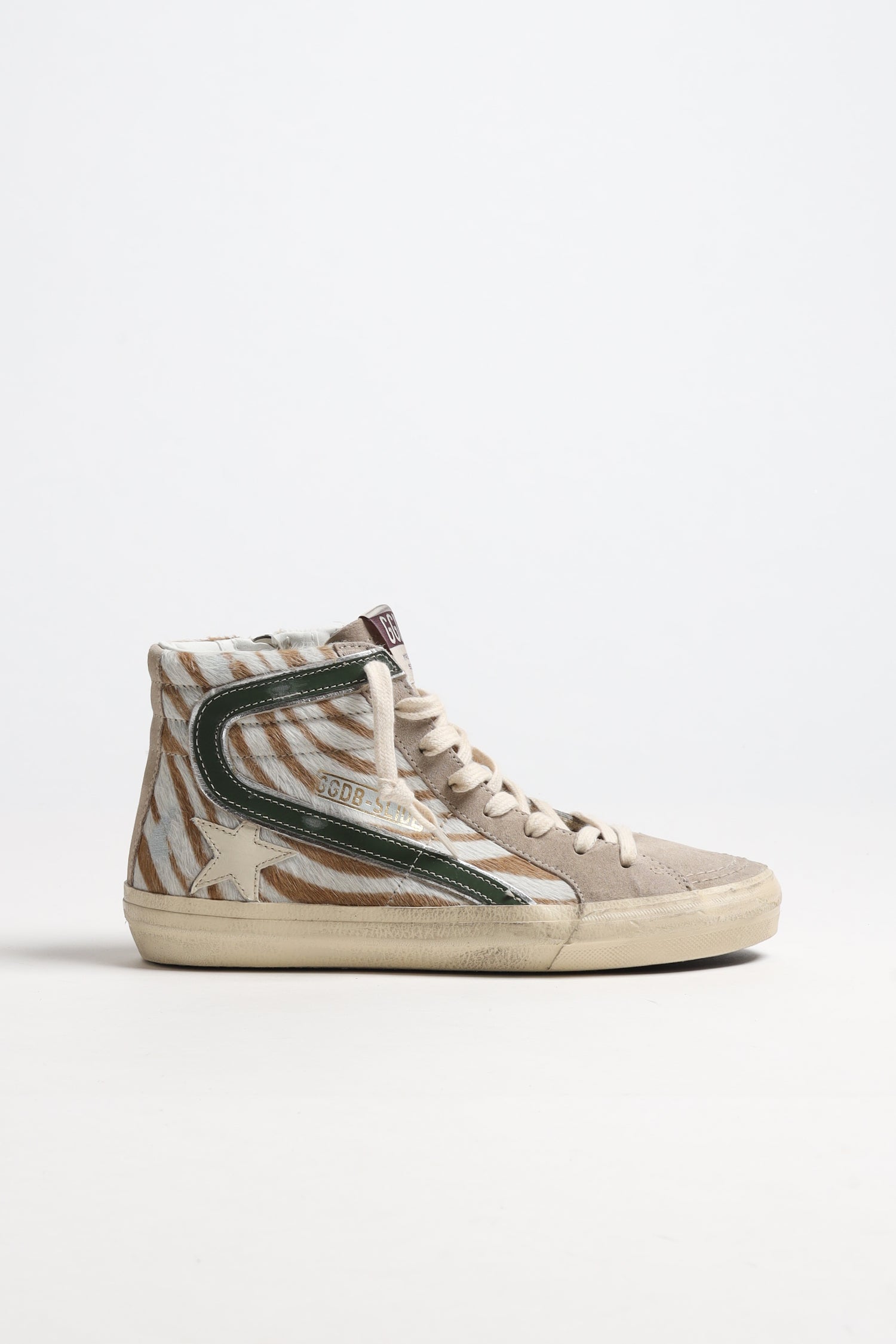 Sneaker Slide in Weiß/Braun/Grün Golden Goose