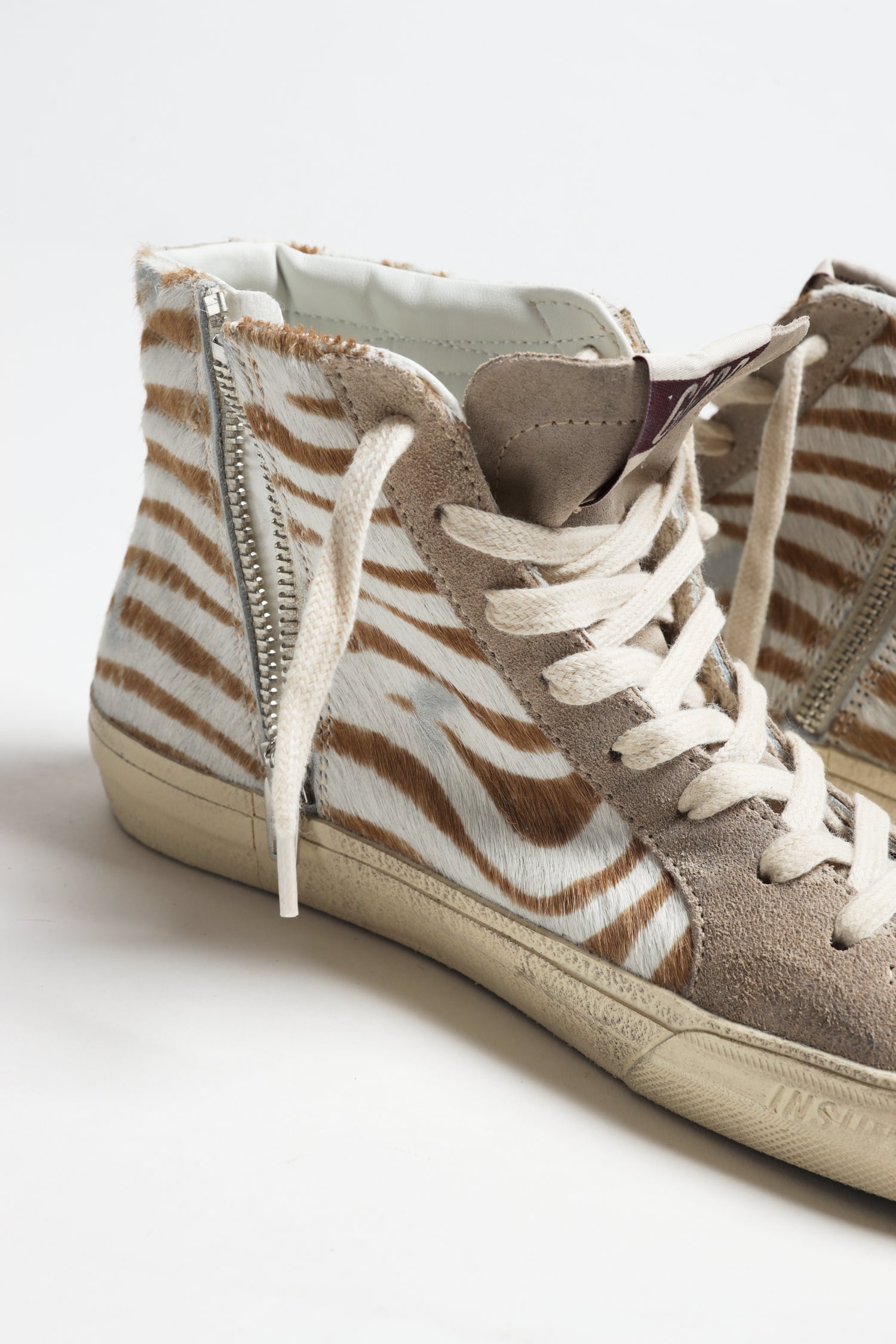 Sneaker Slide in Weiß/Braun/Grün Golden Goose