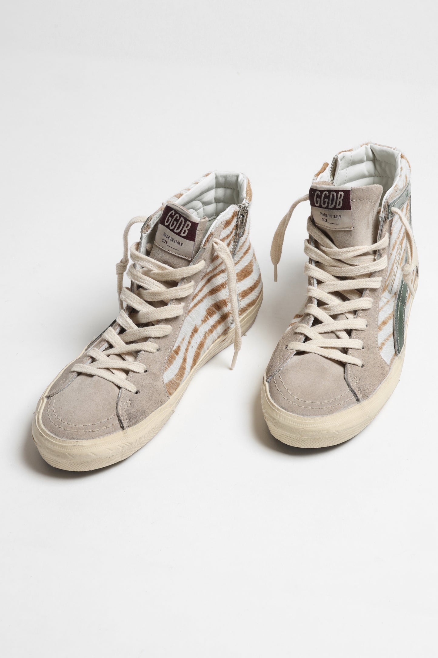 Sneaker Slide in Weiß/Braun/Grün Golden Goose