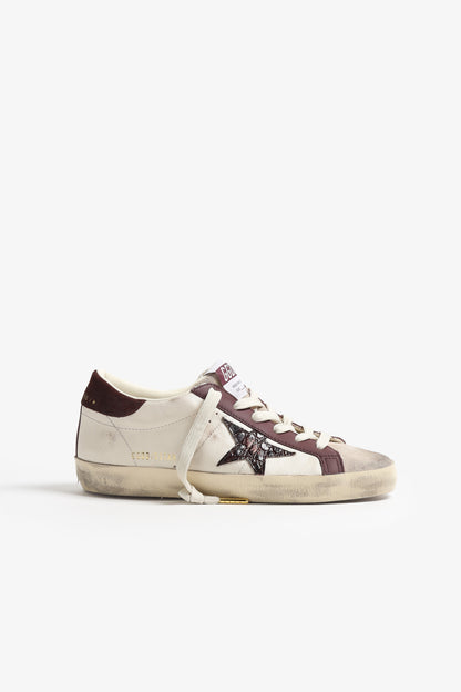 Sneaker Super Star in Butter/Burgundy Golden Goose