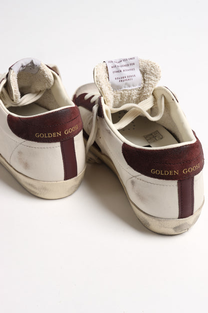 Sneaker Super Star in Butter/Burgundy Golden Goose