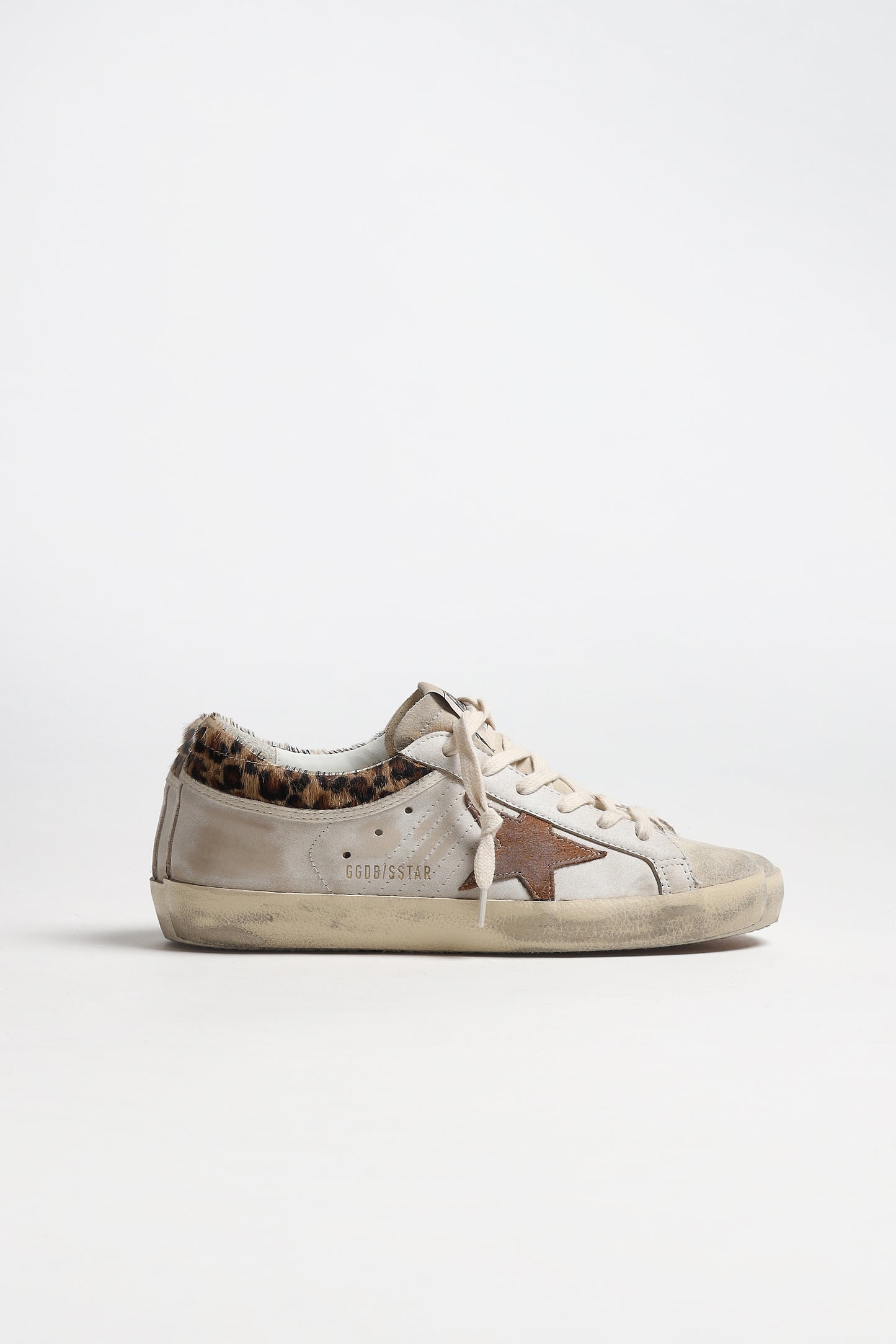 Super Star Sneakers in White/Taupe/Leopard Print by Golden Goose - Anita Hass