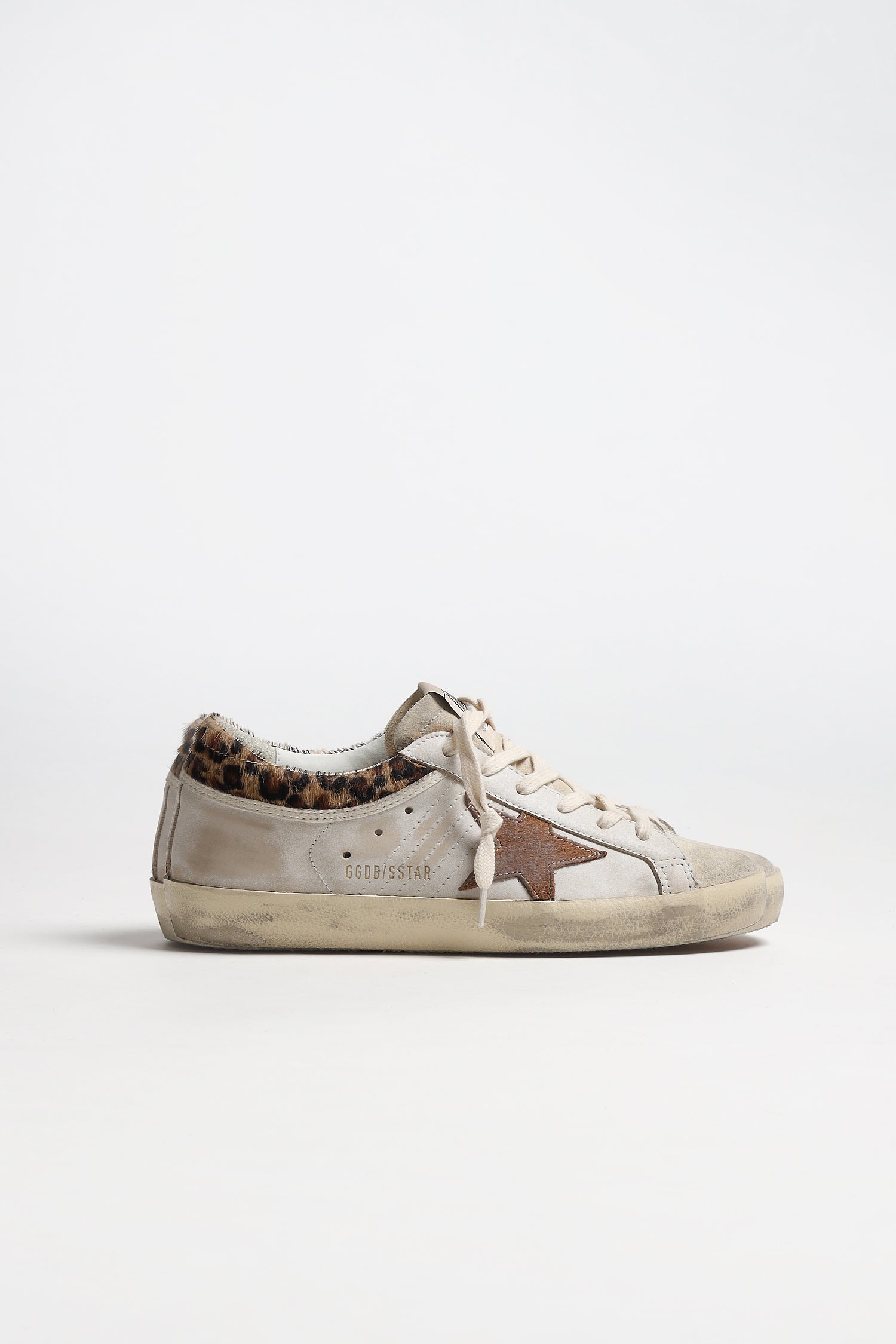 Super Star Sneakers in White/Taupe/Leopard Print by Golden Goose - Anita Hass