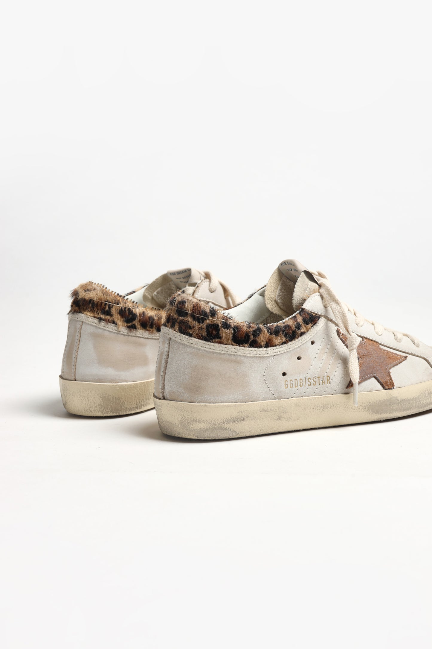 Super Star Sneakers in White/Taupe/Leopard Print by Golden Goose - Anita Hass