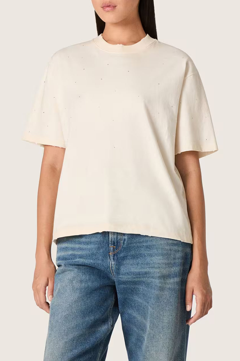 "Star Crystals" T-Shirt in Cream by Golden Goose - Anita Hass