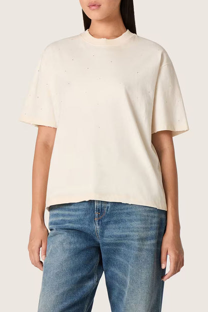 "Star Crystals" T-Shirt in Cream by Golden Goose - Anita Hass