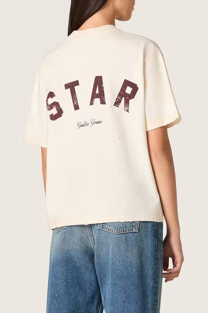 "Star Crystals" T-Shirt in Cream by Golden Goose - Anita Hass
