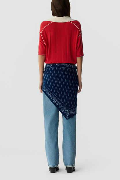 Knitted shirt Pele Polo in Scarlet/Cream