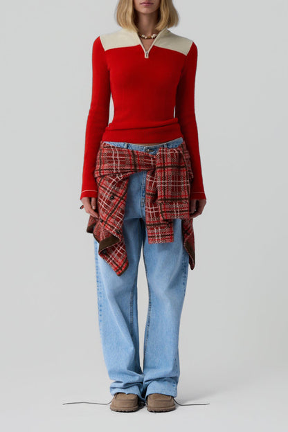 Pullover Alpine Half Zip in Chili/MistGuest in Residence - Anita Hass