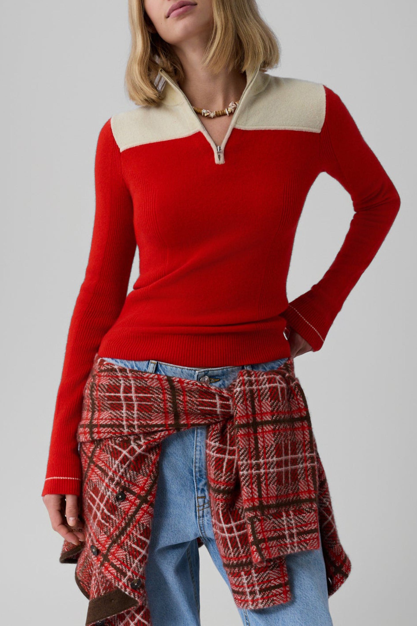 Pullover Alpine Half Zip in Chili/Mist