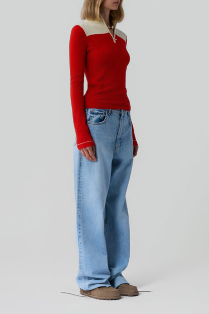 Pullover Alpine Half Zip in Chili/MistGuest in Residence - Anita Hass