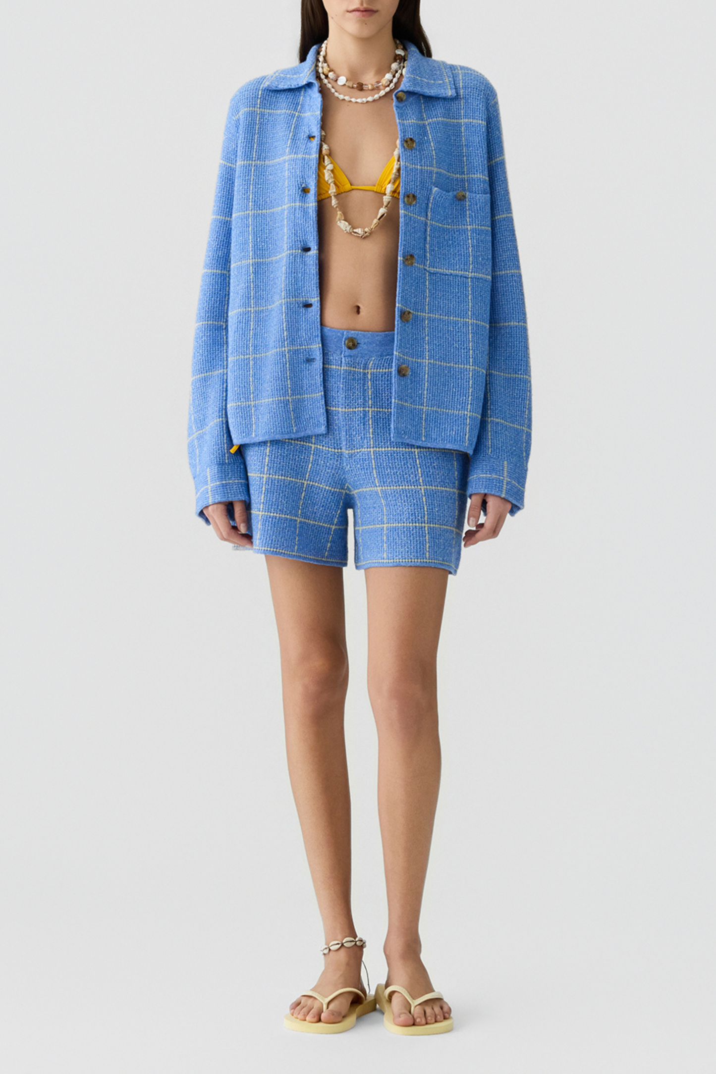 Dylan Plaid Blouse in Delft BlueGuest in Residence - Anita Hass
