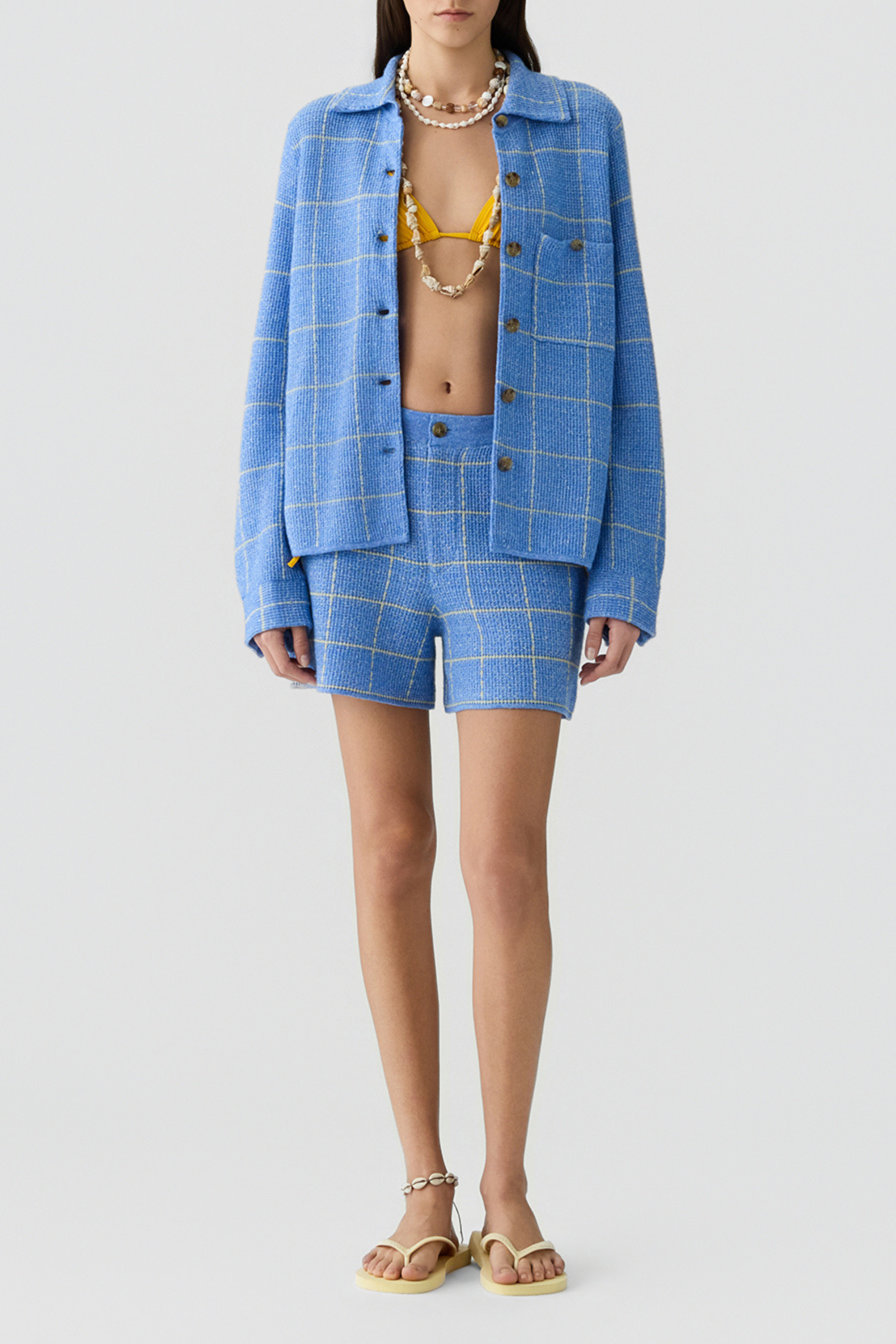 Dylan Plaid Blouse in Delft BlueGuest in Residence - Anita Hass