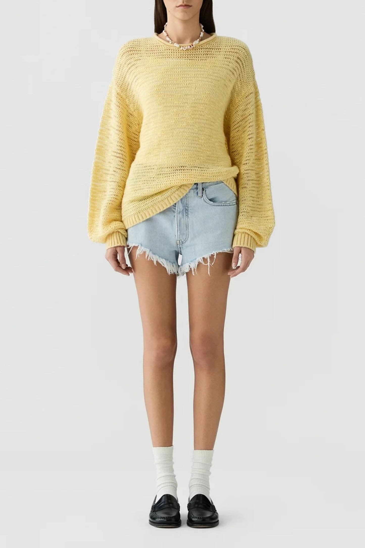 "Open Stripe" Sweater in Butter