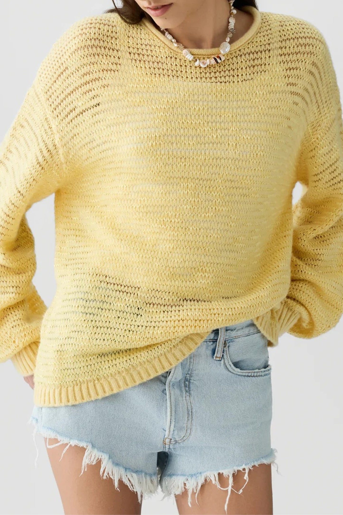 "Open Stripe" Sweater in Butter