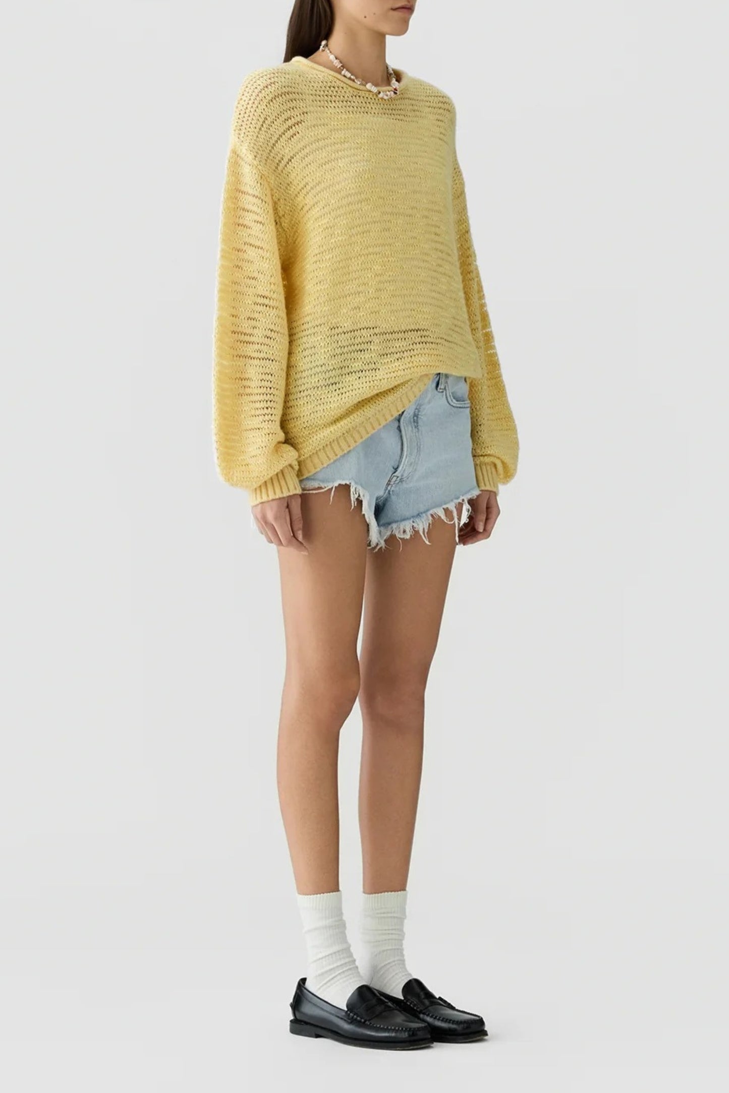 "Open Stripe" Sweater in Butter