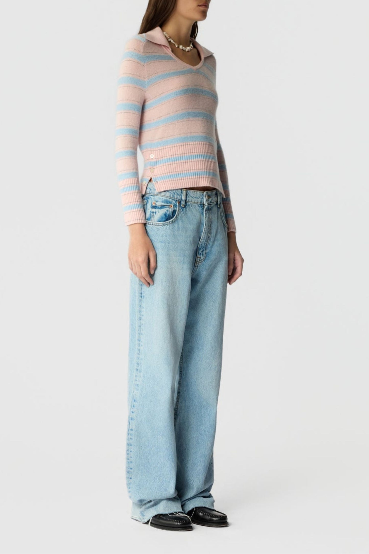 Port Polo Sweater in Powder PinkGuest in Residence - Anita Hass