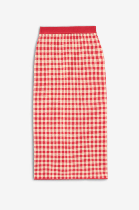 Gingham Skirt in Scarlet/MistGuest in Residence - Anita Hass