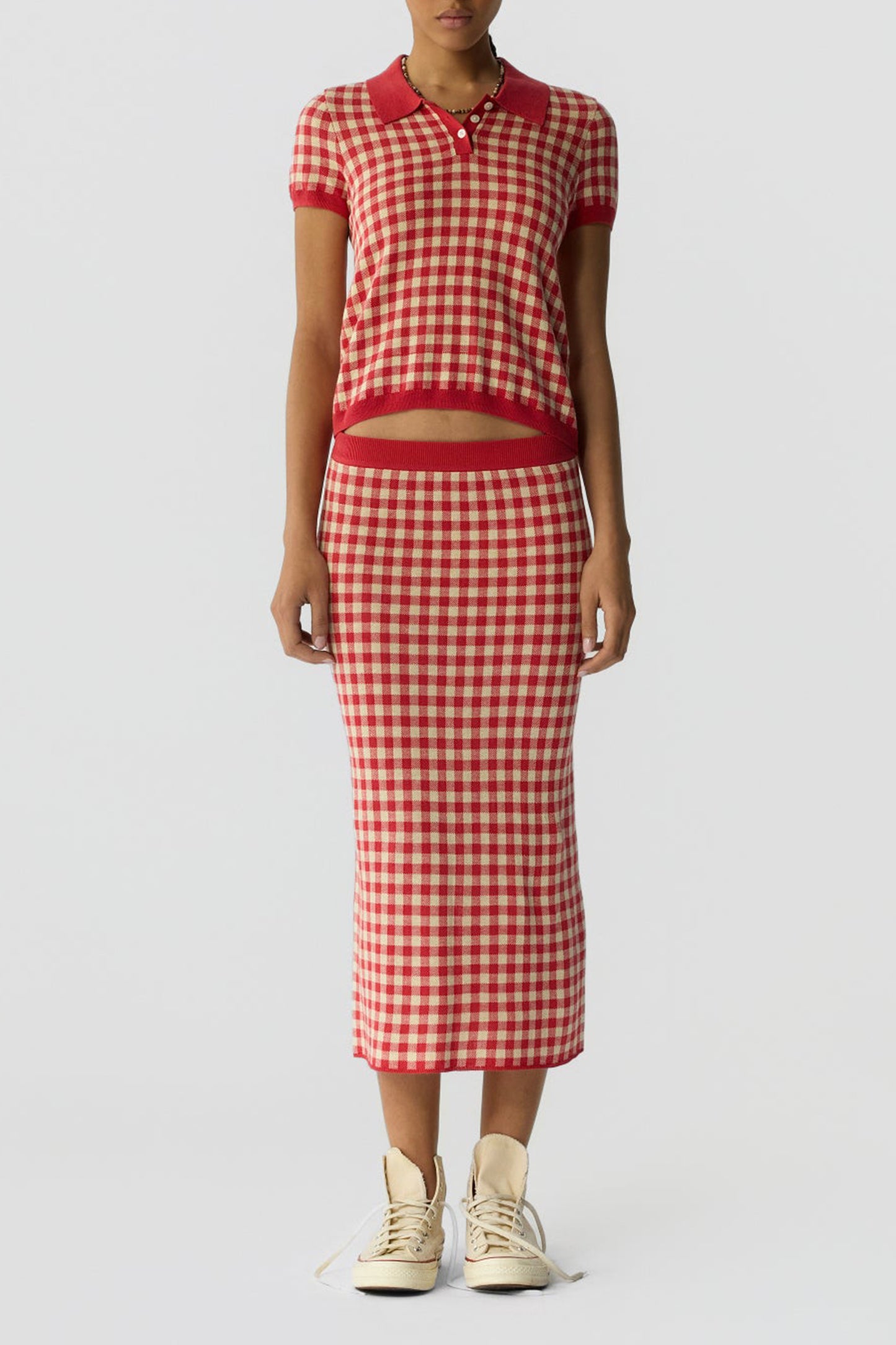 Gingham Skirt in Scarlet/MistGuest in Residence - Anita Hass