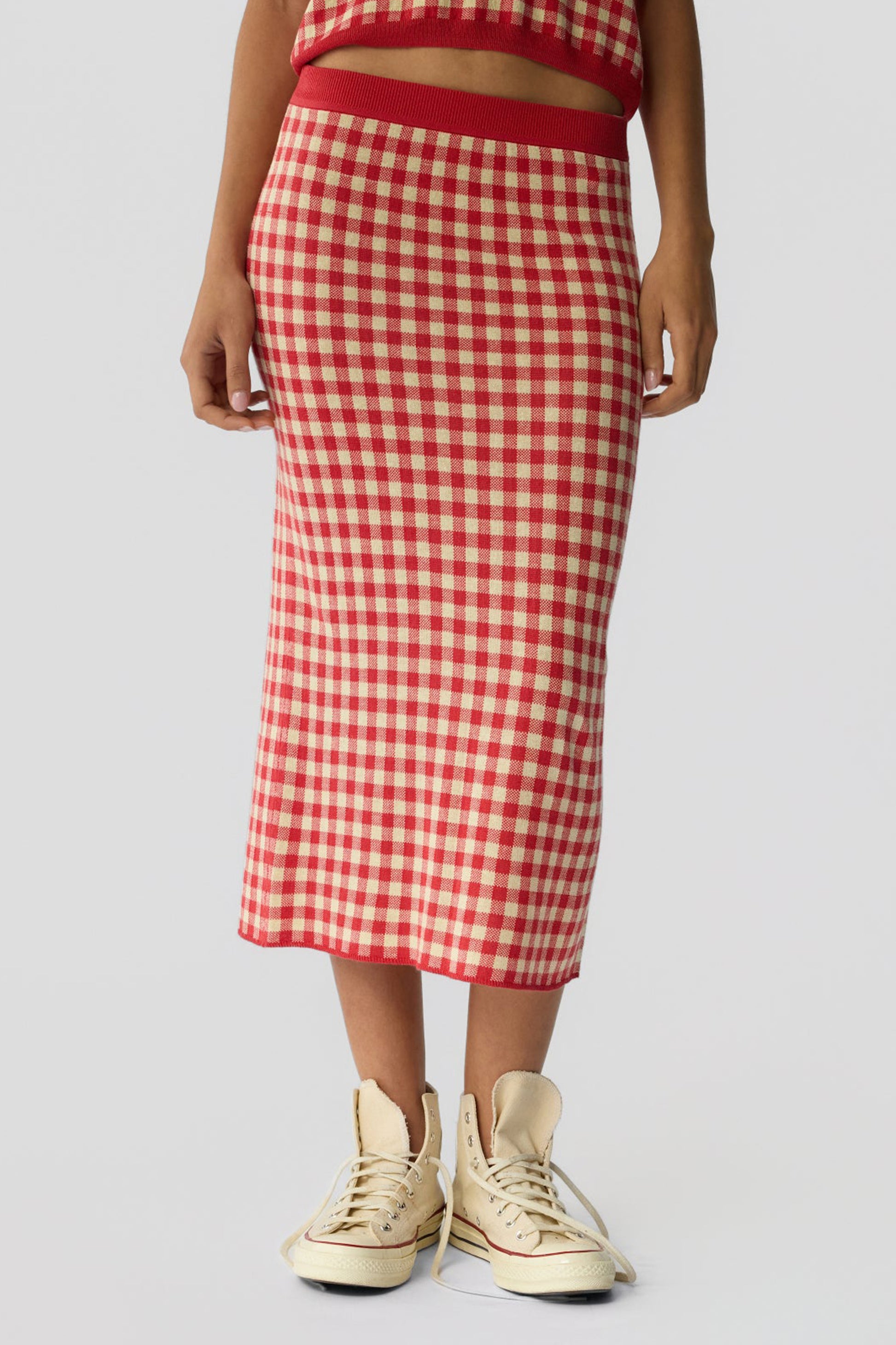 Gingham Skirt in Scarlet/MistGuest in Residence - Anita Hass