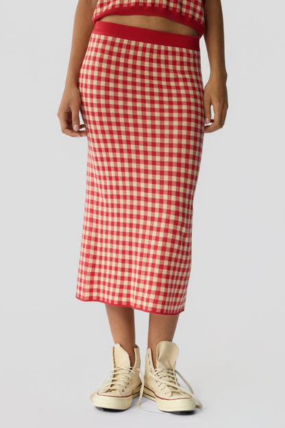 Gingham Skirt in Scarlet/MistGuest in Residence - Anita Hass