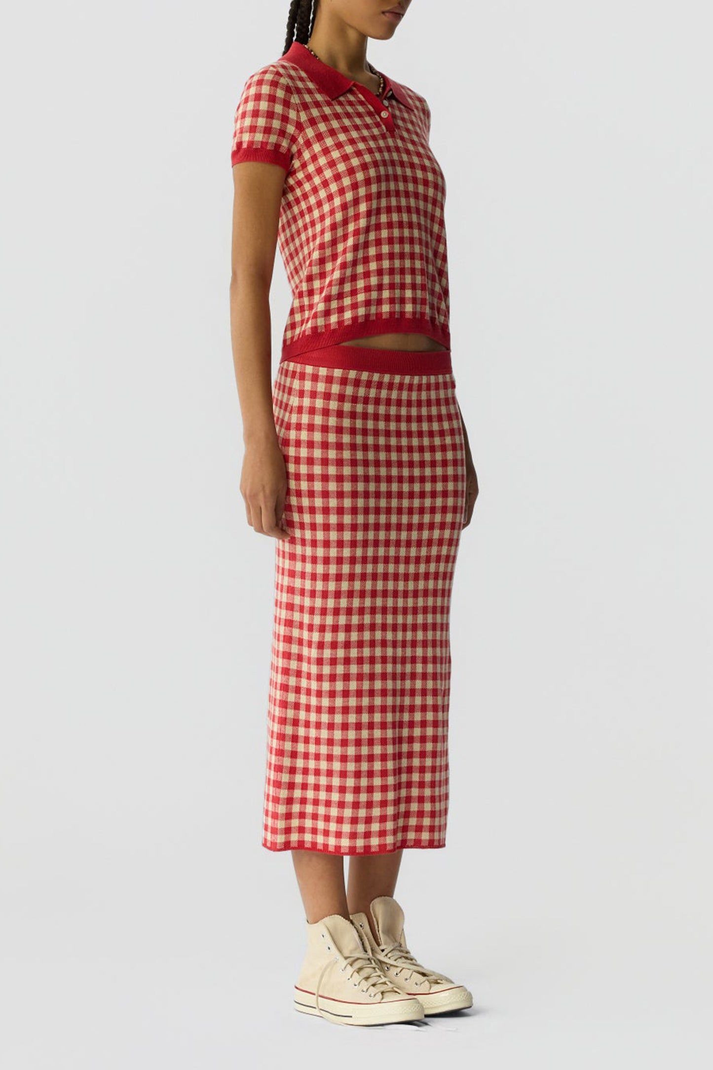 Gingham Skirt in Scarlet/MistGuest in Residence - Anita Hass