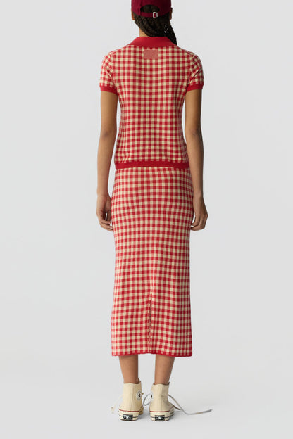 Gingham Skirt in Scarlet/MistGuest in Residence - Anita Hass