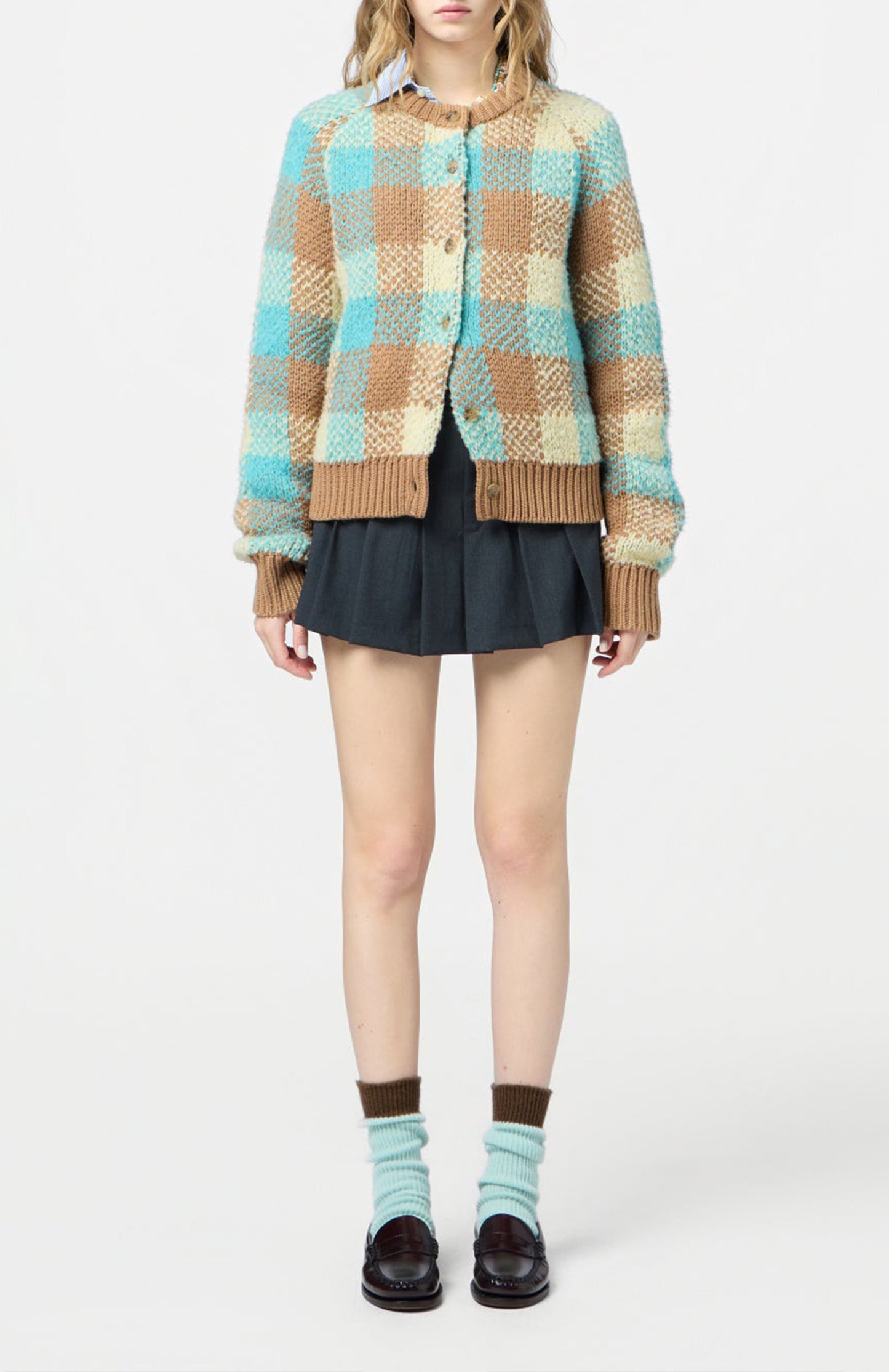 Cardigan Buffalo Plaid in Glacier ComboGuest in Residence - Anita Hass