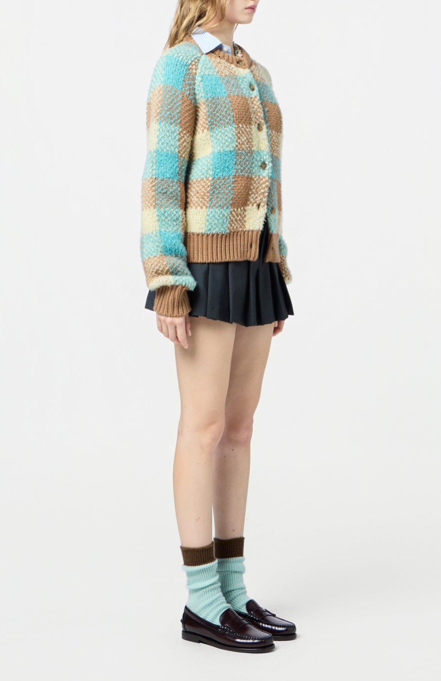 Cardigan Buffalo Plaid in Glacier ComboGuest in Residence - Anita Hass