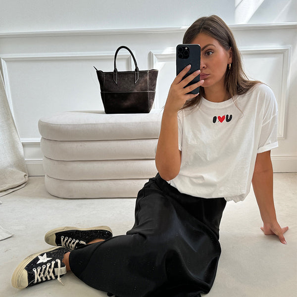 T-shirt 'I LOVE U' en blanc