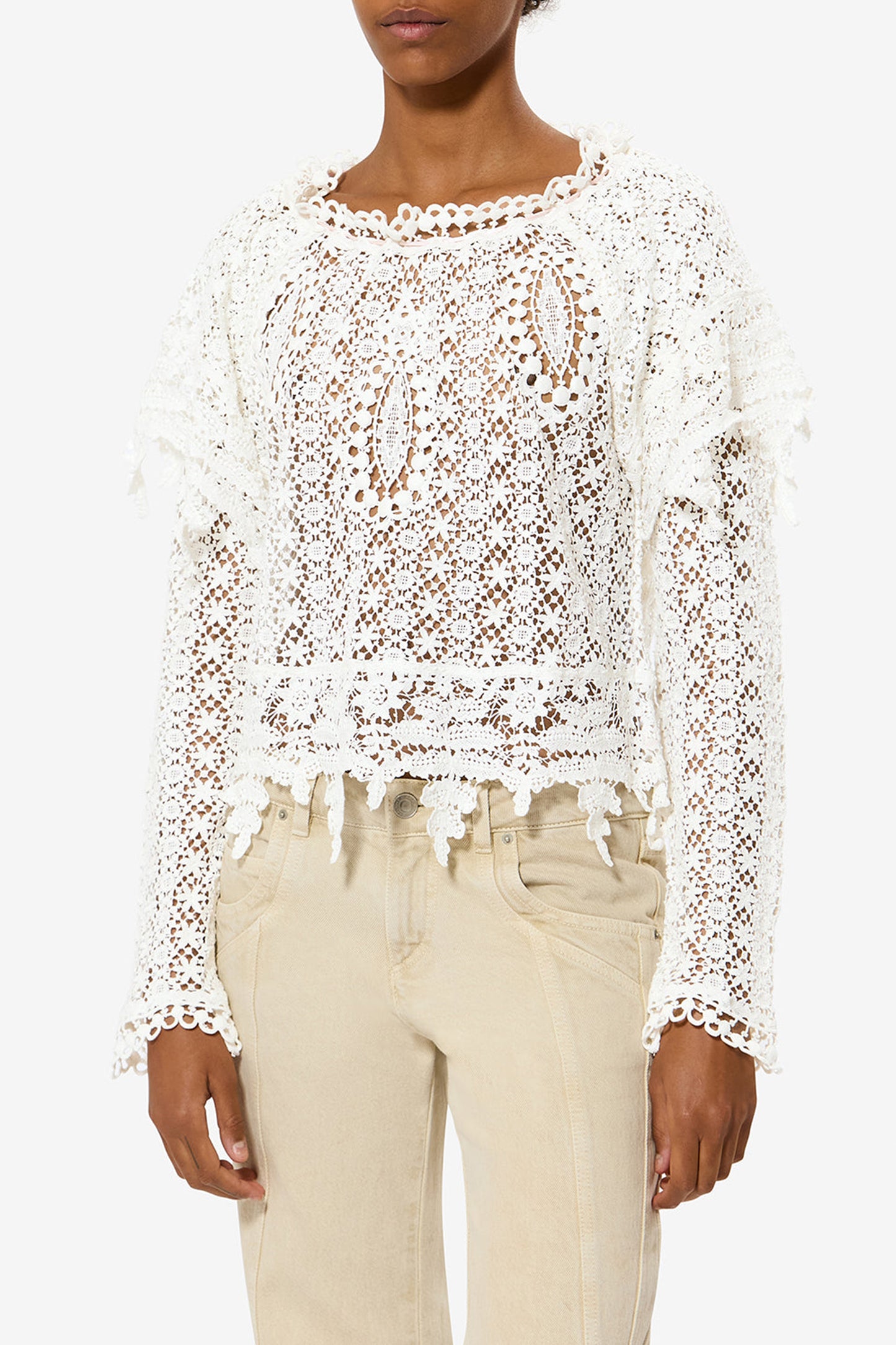 Blusa de encaje Hyliana en blanco