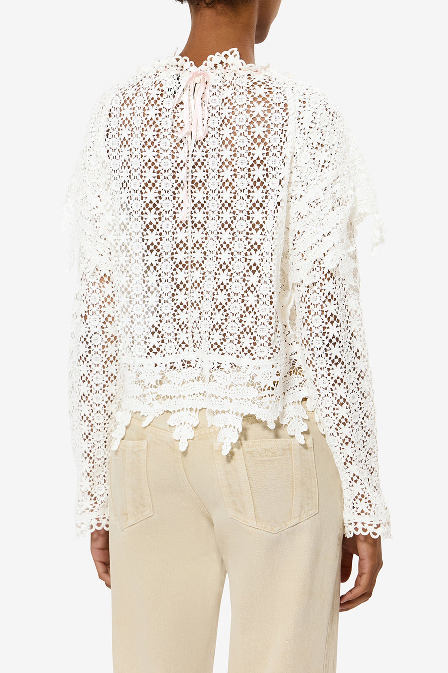 Blusa de encaje Hyliana en blanco