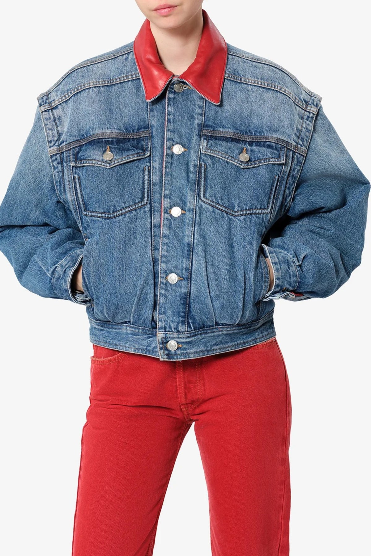 Jeansjacke Devyn in Blau/Rot Isabel Marant