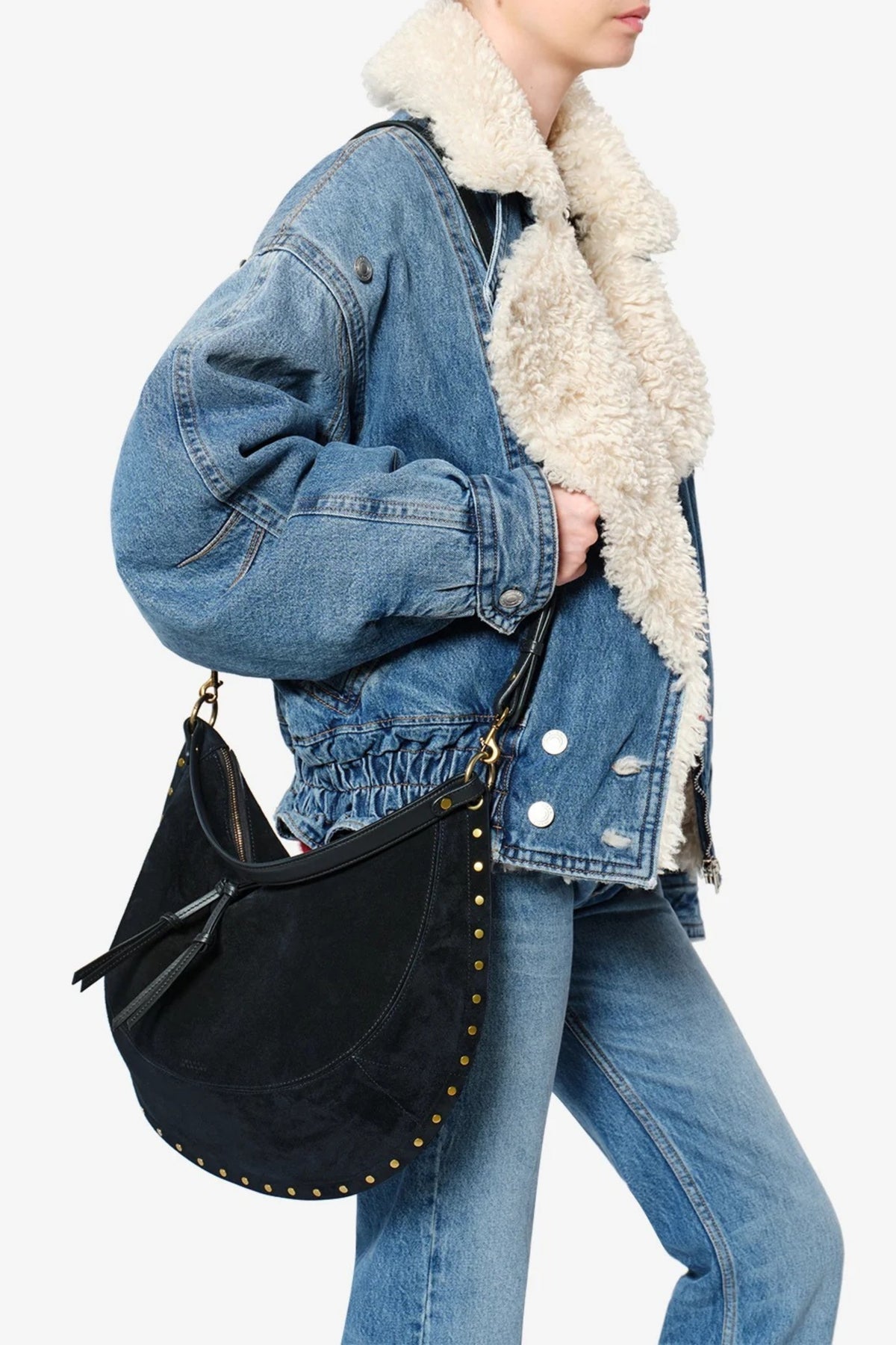Tasche Oskan Hobo Soft L in Suede Schwarz Isabel Marant