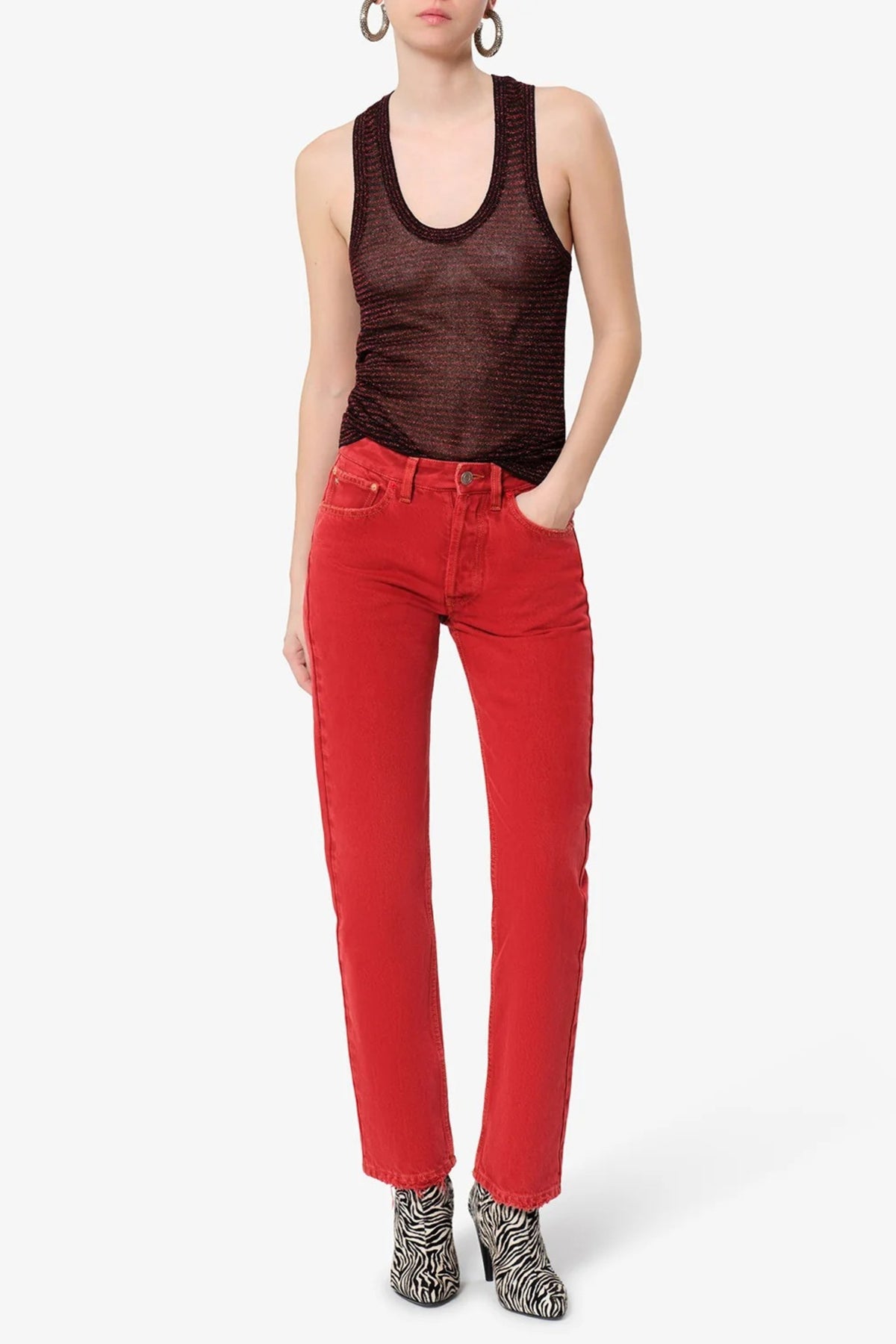 Top Cevara in Schwarz/Rot Isabel Marant