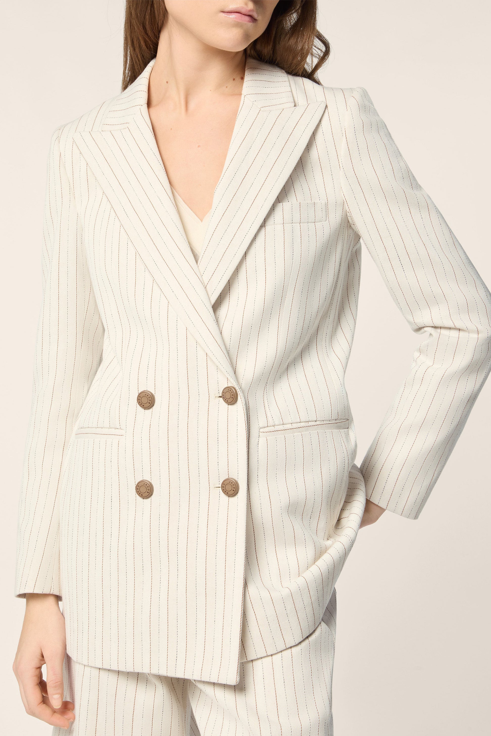 Ecru Riga Marrone Blazer by Jacob Cohën - Anita Hass