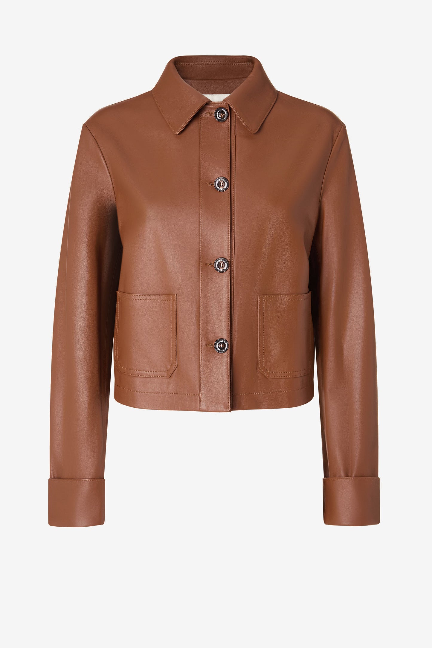 Chaqueta de cuero en color marrón rojizo de Jacob Cohën - Anita Hass