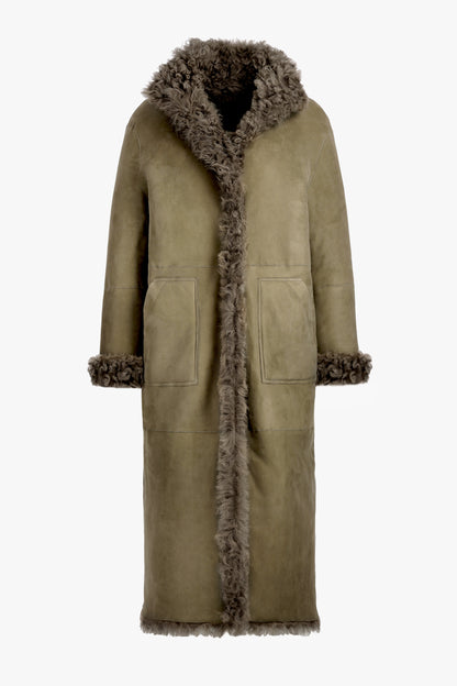 Jackie Reversible Coat in Muted Green