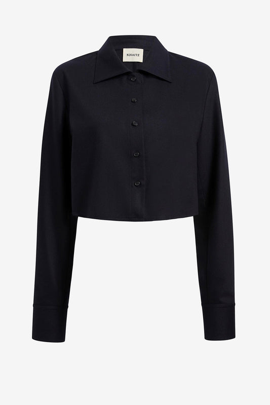 Jasen Blouse in Dark Navy by Khaite - Anita Hass
