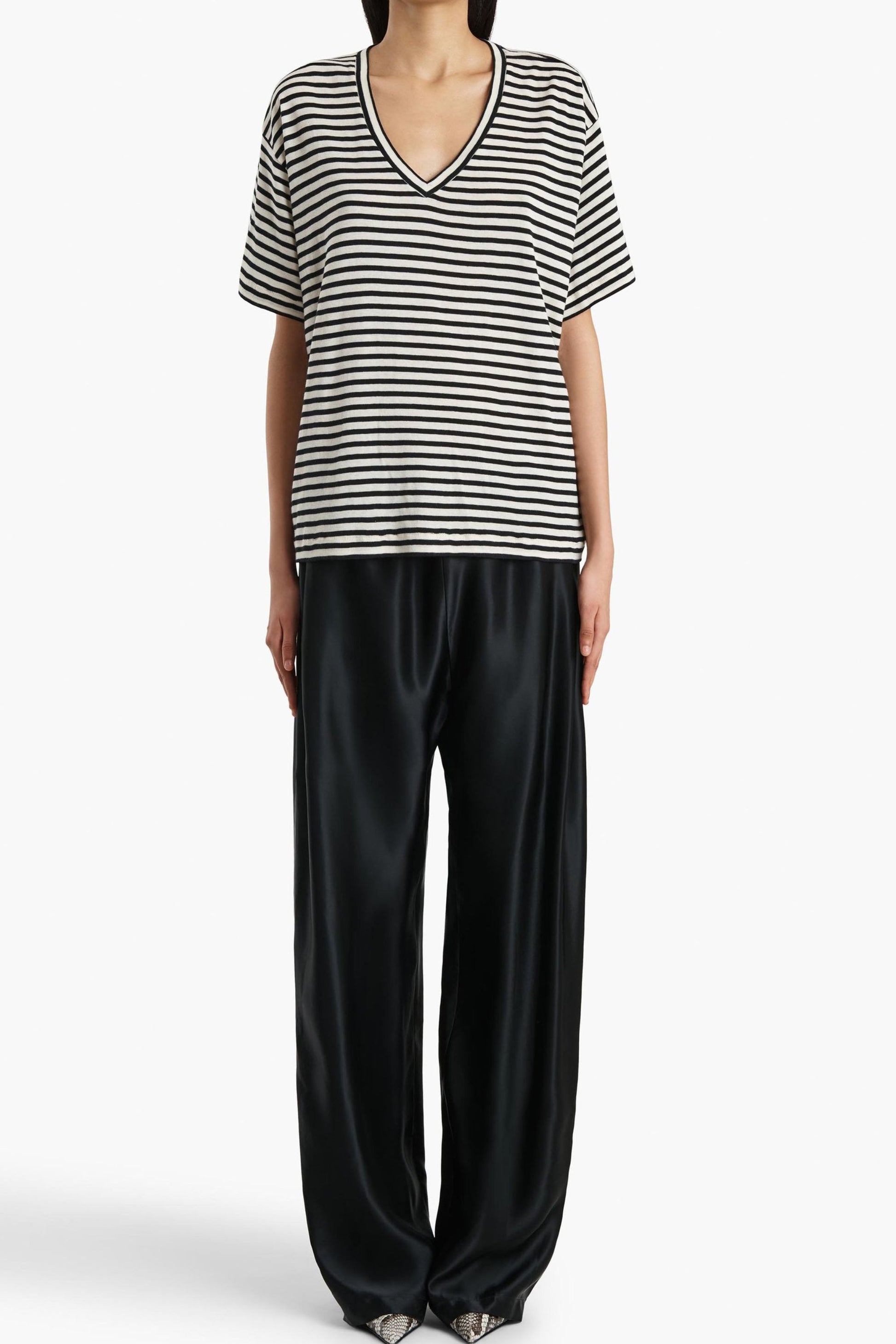 Linda T-Shirt in Black/Ivory by Khaite - Anita Hass