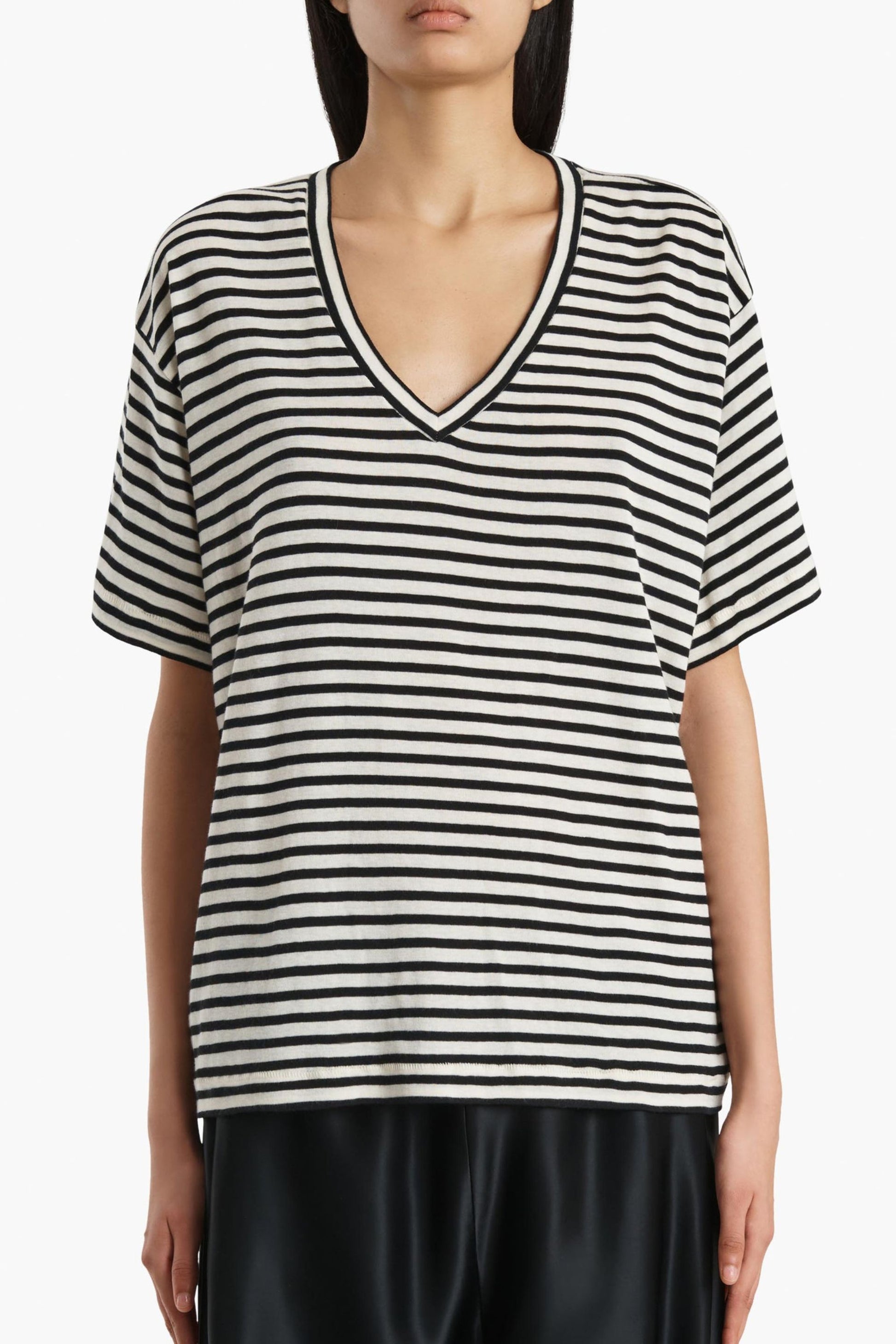 Linda T-Shirt in Black/Ivory by Khaite - Anita Hass