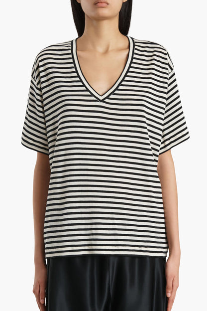 Linda T-Shirt in Black/Ivory by Khaite - Anita Hass