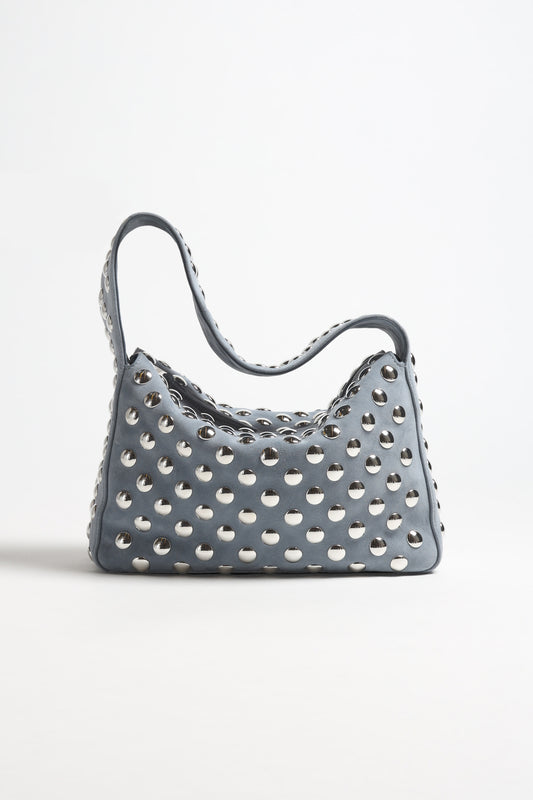 Elena Studs Bag in Lead Suede by Khaite - Anita Hass