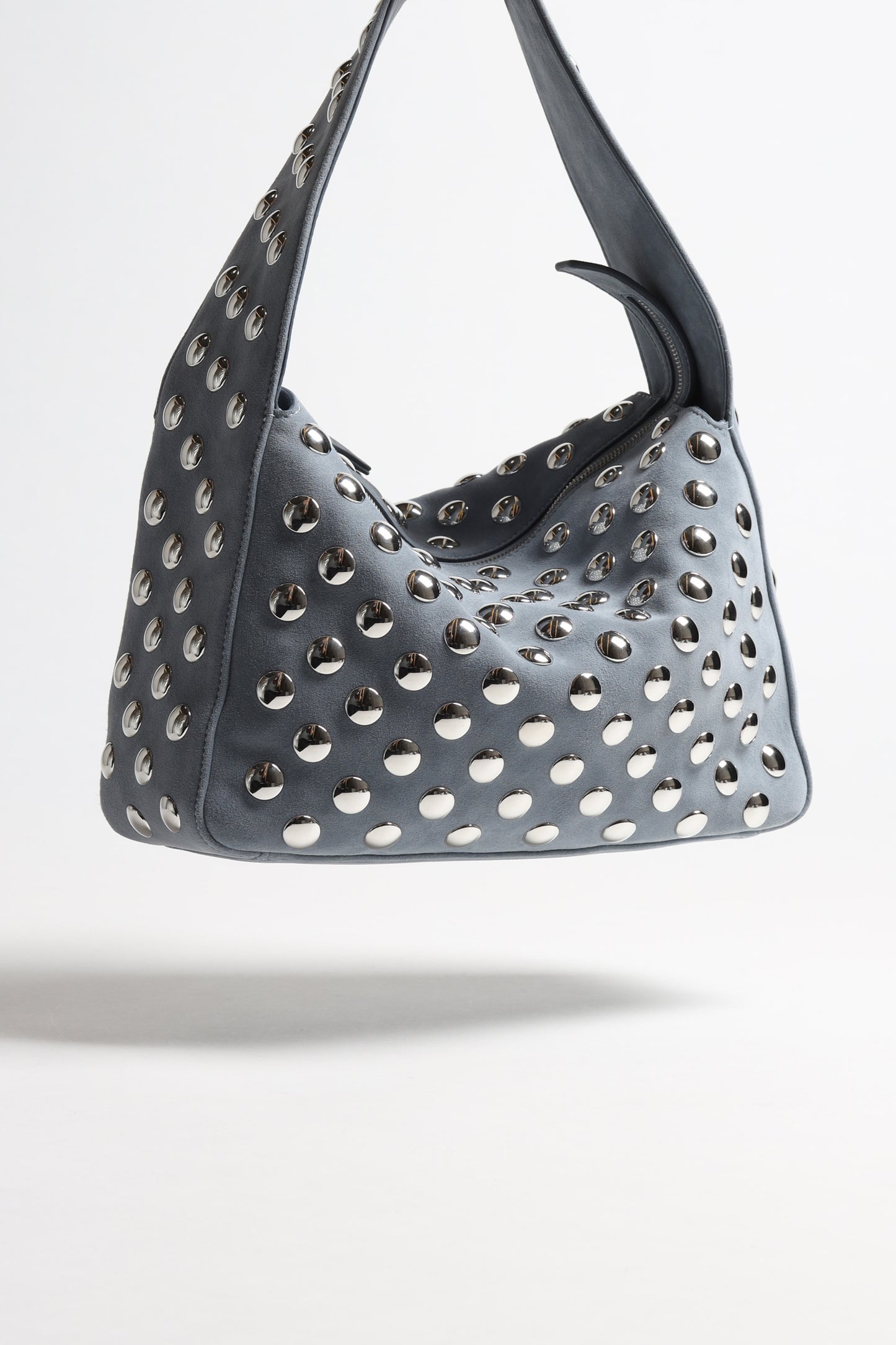 Elena Studs Bag in Lead Suede by Khaite - Anita Hass