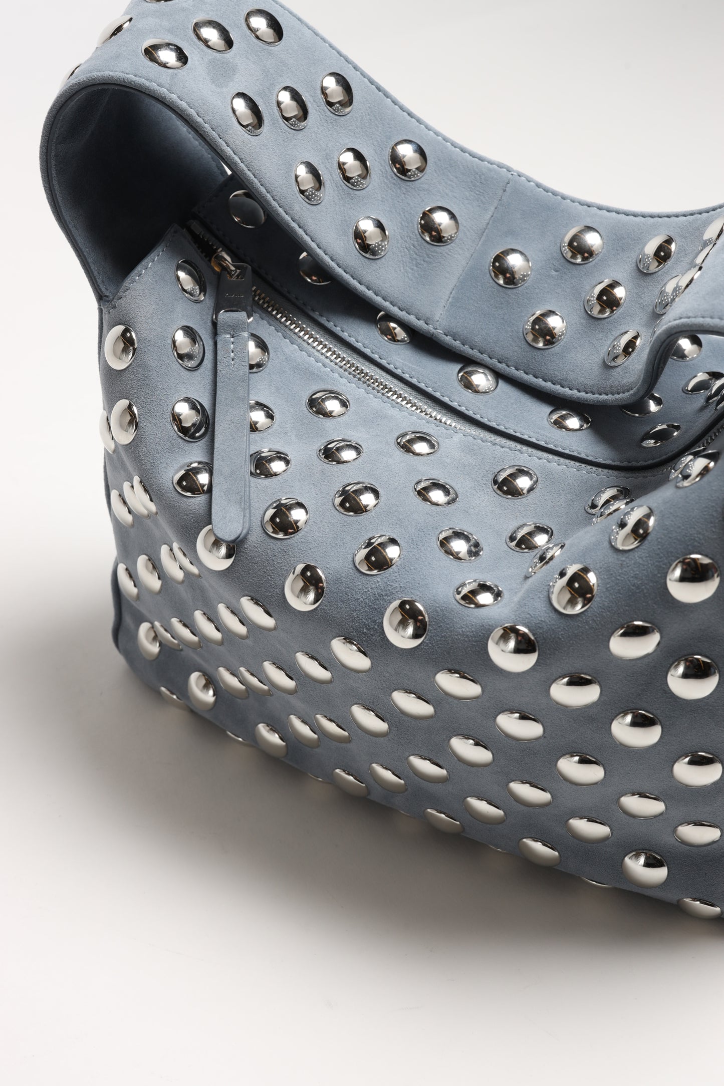 Elena Studs Bag in Lead Suede by Khaite - Anita Hass